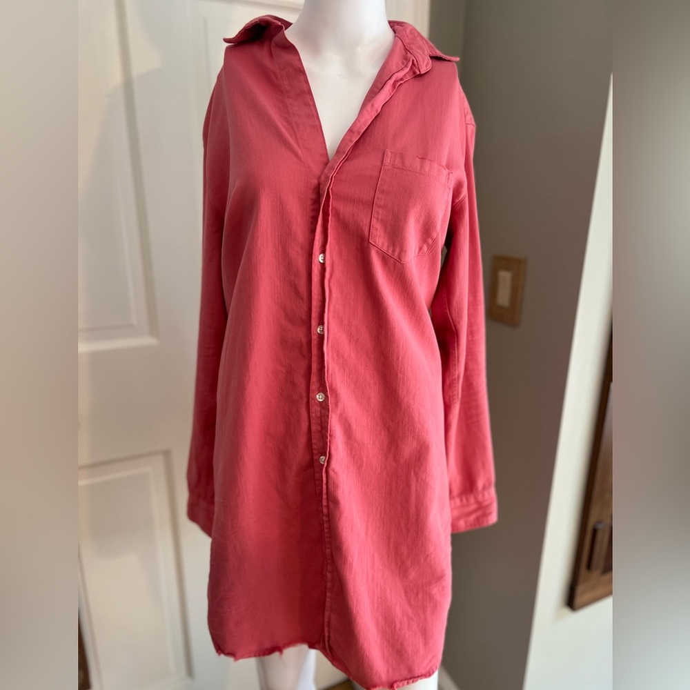 Size small Frank & Eilleen Mary dress in Famous Denim, Flamingo.